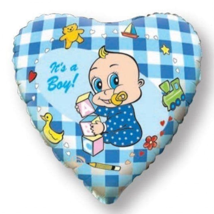 Фольгированный воздушный шар-cердце Its a Boy, 23 см