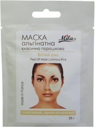 Осветляющая альгинатная маска для лица «Белый рис» Mila, 25 гр