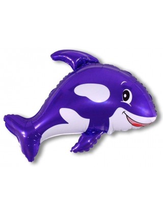 Фигурный фольгированный шарик 12"/30 см x 14"/35 см Дружелюбный кит Касатка (друг Вилли)