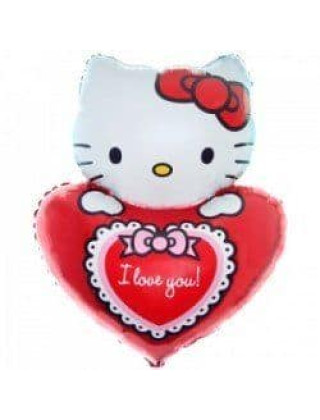 Фольгированный воздушный шар, 74 x 55 см, Hello Kitty ILY, Flexmetal