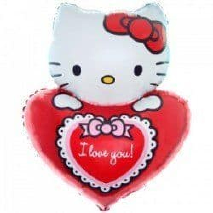 Фольгированный воздушный шар, 74 x 55 см, Hello Kitty ILY, Flexmetal