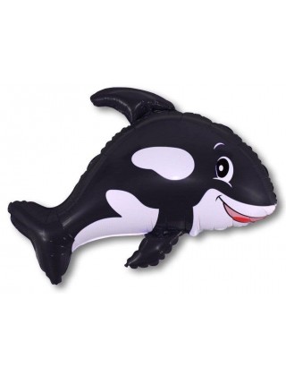 Фигурный фольгированный шарик 12"/30 cm x 14"/35 cm Дружелюбный кит Касатка (друг Вилли)