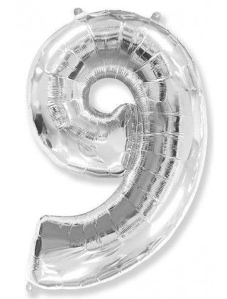 Фольгированный воздушный шар, 40" (102 см), цифра "9", Flexmetal