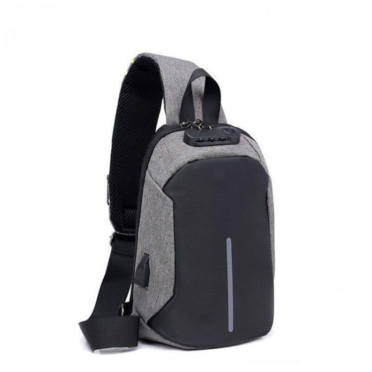 Рюкзак повсякденний із замком, USB роз'єм, розмір 20*31*13см, Сірий (Gray)