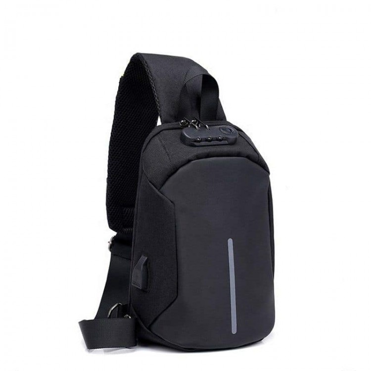 Рюкзак повседневный с замком, USB разьем, размер 20*31*13см, Черный (Black)
