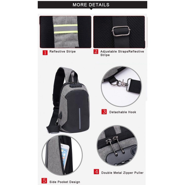 Рюкзак повседневный с замком, USB разьем, размер 20*31*13см, Черный (Black)