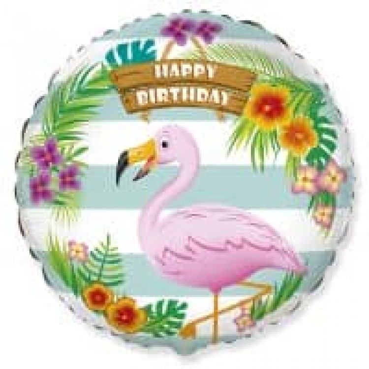 401591 круг 18 с рисунком Фламинго Happy birthday