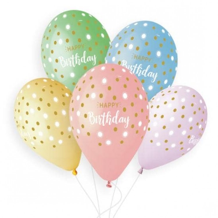 13 пастель асс. с рис.GS 120/13 HAPPY BIRTHDAY Золотые точки (Италия) (50шт/уп) #1041 940657