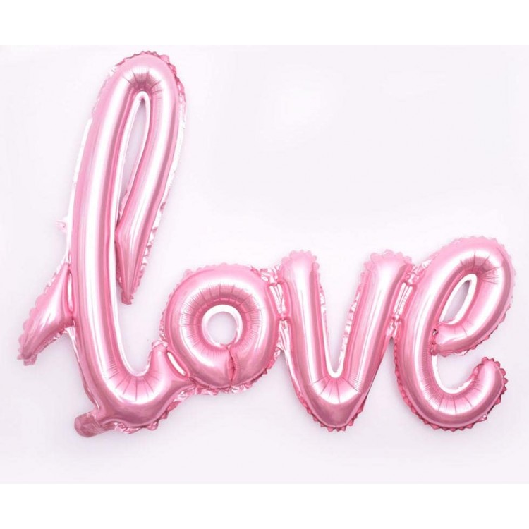 Надпись фольгированная LOVE розовая 108*65.5см
