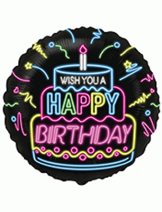 401598 круг 18" с рисунком Happy birthday