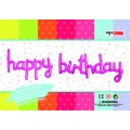 Напис фольгований Happy Birthday фуксія