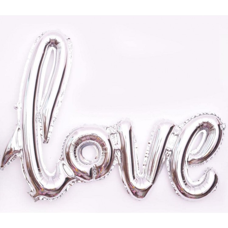 Надпись фольгированная LOVE серебро 108*65.5см