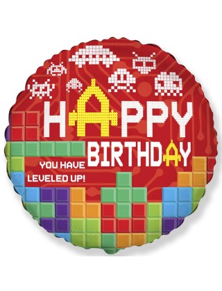 401595 круг 18" с рисунком Happy birthday кубики