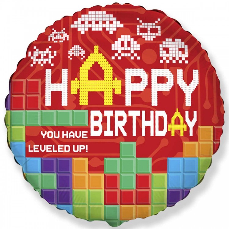 401595 круг 18 с рисунком Happy birthday кубики