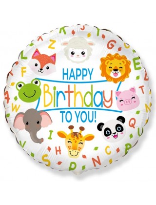 402609 Круг-мини 9* с рисунком Happy birthday животные