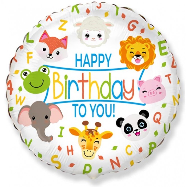 402609 Круг-мини 9* с рисунком Happy birthday животные