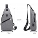 Рюкзак з одним плечовим ременем, USB роз'єм, розмір 17*33*9см, Сірий (Gray)