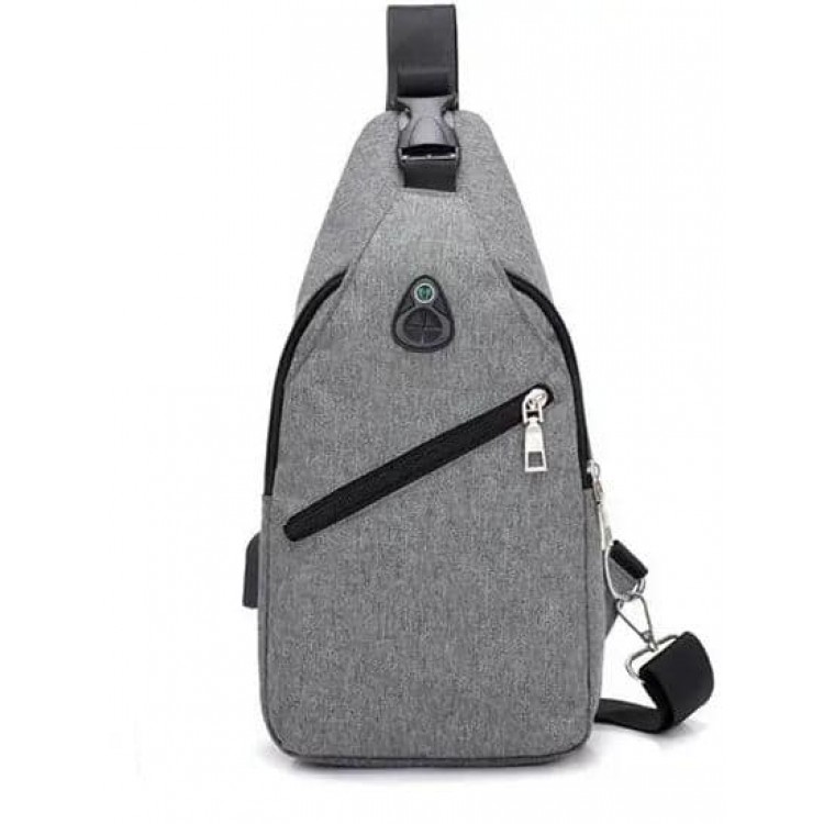 Рюкзак з одним плечовим ременем, USB роз'єм, розмір 17*33*9см, Сірий (Gray)