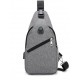 Рюкзак з одним плечовим ременем, USB роз'єм, розмір 17*33*9см, Сірий (Gray)