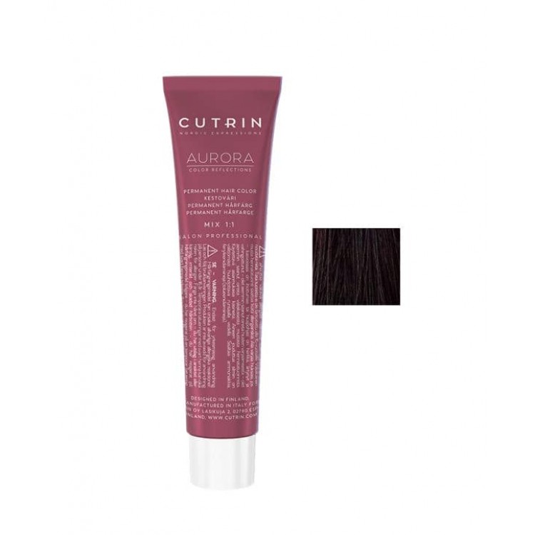 Перманентна фарба для волосся  Cutrin Aurora Permanent Hair Color 3.56 полярна ніч