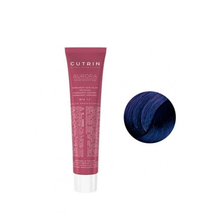 Перманентна фарба для волосся  Cutrin Aurora Permanent Hair Color, 0.1 спокійний синій