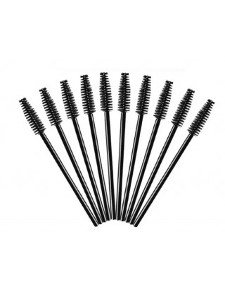 Набор черных щеточек для ресниц и бровей с черной ручкой, 1уп/10шт