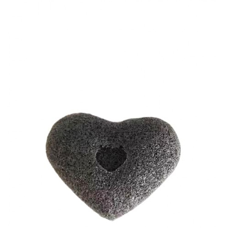Спонж конжаковый в форме сердечка черный. Konjac heart sponge black