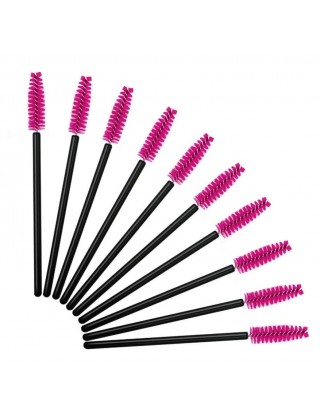 Набор малиновых щеточек для ресниц и бровей с черной ручкой, 1уп/10шт Набор малиновых щеточек для ресниц и бровей с черной ручкой, 1уп/10шт