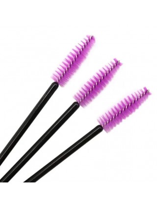 Набор фиолетовых щеточек для ресниц и бровей с черной ручкой, 1уп/10шт Набор фиолетовых щеточек для ресниц и бровей с черной ручкой, 1уп/10шт