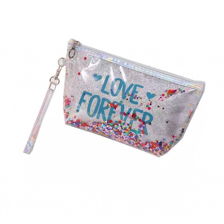 Косметичка  Love Forever 230X135X65 мм, серебро 1шт.