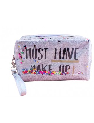 Косметичка  Must Have Make Up 185X105X75 мм, серебро 1шт.