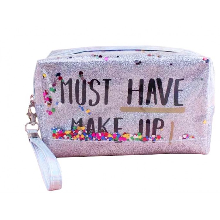 Косметичка  Must Have Make Up 185X105X75 мм, серебро 1шт.