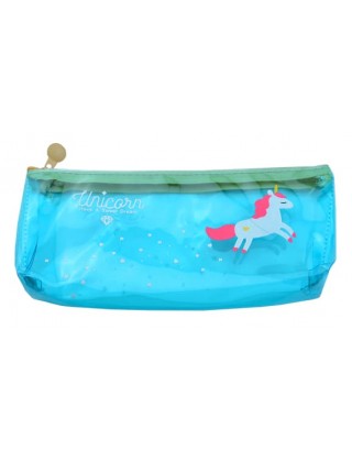 Косметичка прозрачная "Unicorn Have a sweet dream" 200*80*35мм, голубая