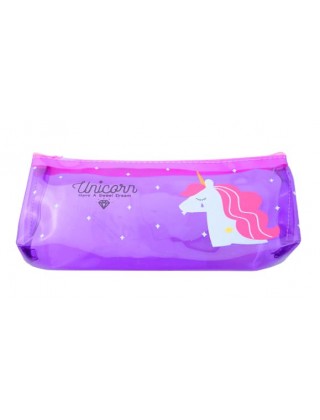 Косметичка прозора "Unicorn Have a sweet dream" 200*80*35мм, бузкова