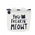 Силиконовый кошелек на застежке "You Freakin Meowt" 110мм*90мм белый CS1109