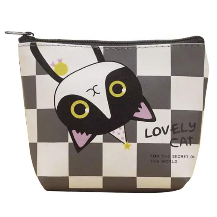 Гаманець для дрібних речей LOVELY CAT 12x10х3,5cm сіра клітинка CS1114