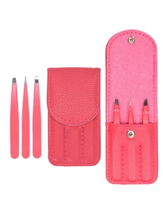 Набор пинцетов для моделирования бровей CS 07R красный футляр Набор пинцетов для моделирования бровей CS 07R красный футляр