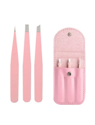 Набор пинцетов для моделирования бровей CS 07P розовый футляр Набор пинцетов для моделирования бровей CS 07P розовый футляр