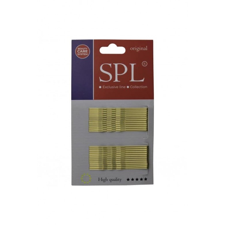 Невидимки для волос фрезерные SPL золотые 60мм, 1уп/24 шт.