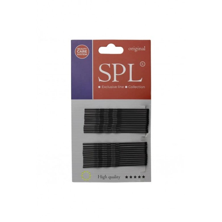 Невидимки для волос фрезерные SPL черные 70мм, 1уп/24 шт.