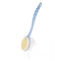 Двухсторонняя щетка массажер - мочалка CS 97A для тела 2в1 с мягкой щетиною и длинной фигурной ручкой  330мм*90мм*60мм, голубая