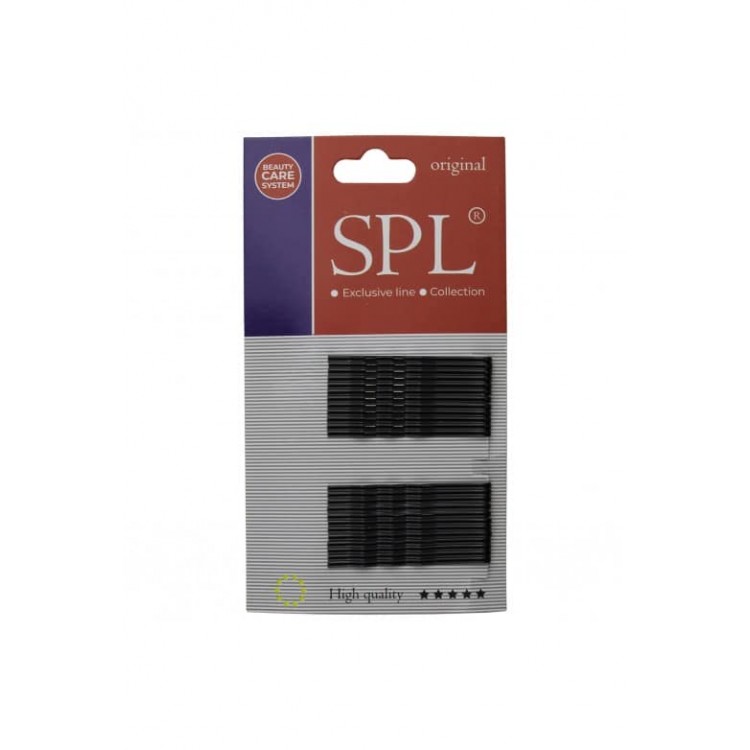 Невидимки для волос фрезерные SPL черные 50мм, 1уп/24 шт.