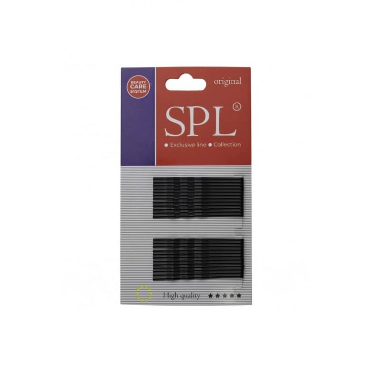 Невидимки для волос фрезерные SPL черные 55мм, 1уп/24 шт.