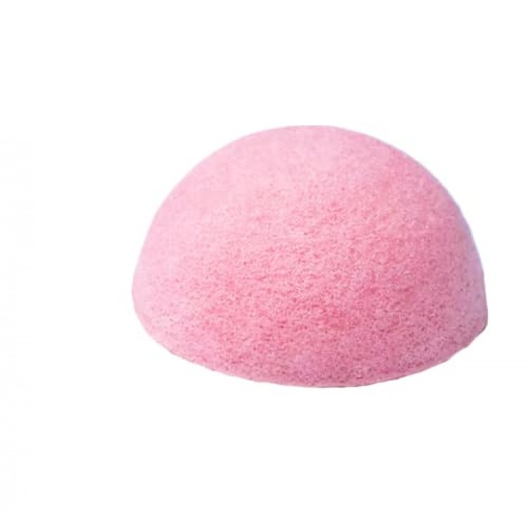 Спонж конжаковый в форме полусфера розовый. Konjac sponge half ball (pink)