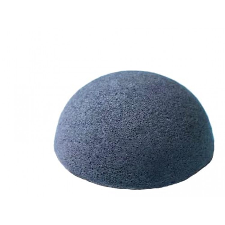 Спонж конжаковый в форме полусфера черный. Konjac sponge half ball (bamboo charcoal)
